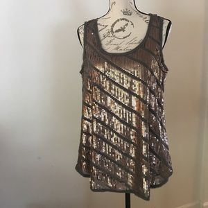 Loft Grey Tank With Rose Gold Sequins